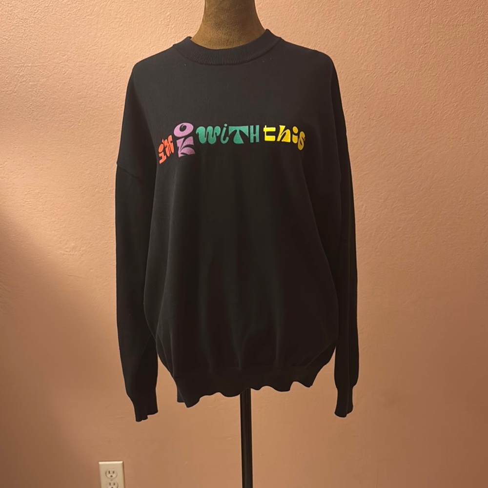 Zara Black Crewneck Sweater with Classic Ribbed Design